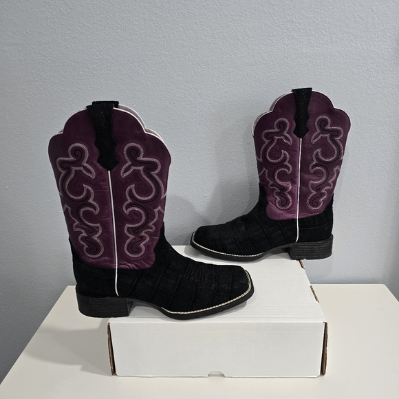 Ariat Black and Purple Heeled Boots